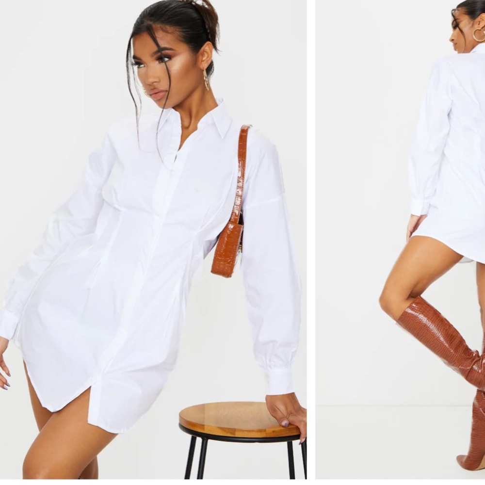 white button up dress petite